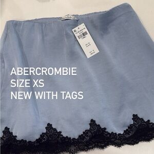 Abercrombie Sky Blue Slip Skirt with Black Lace Hem